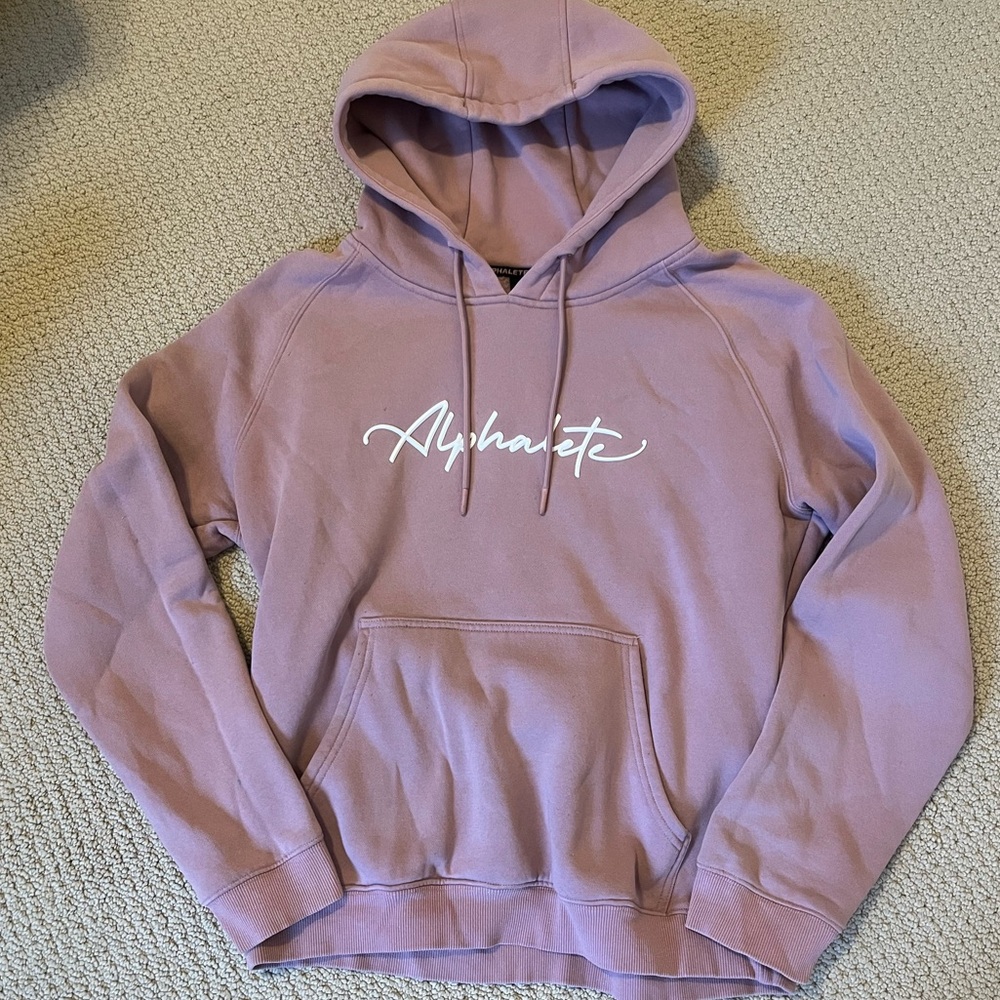 Alphalete Graphic Hoodie Pink Large Pullover Sweatshirt